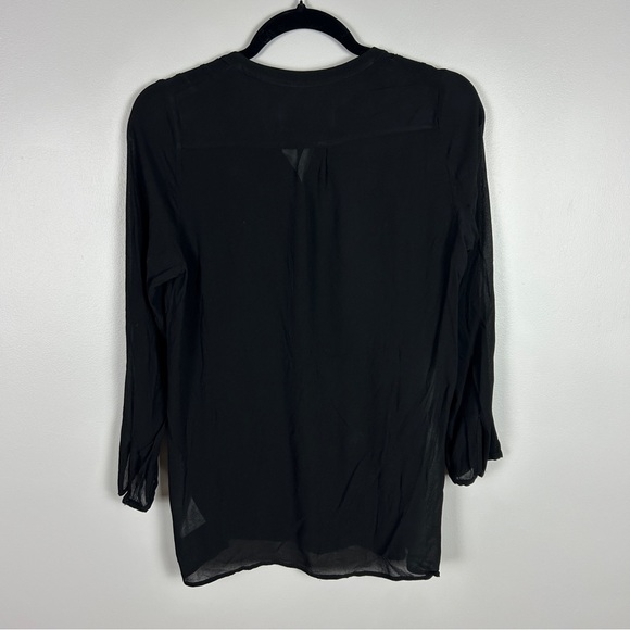 MUNTHE Peasant Blouse Black Pintuck Pleats Size 8/38 Career Office Dressy - Picture 2 of 5